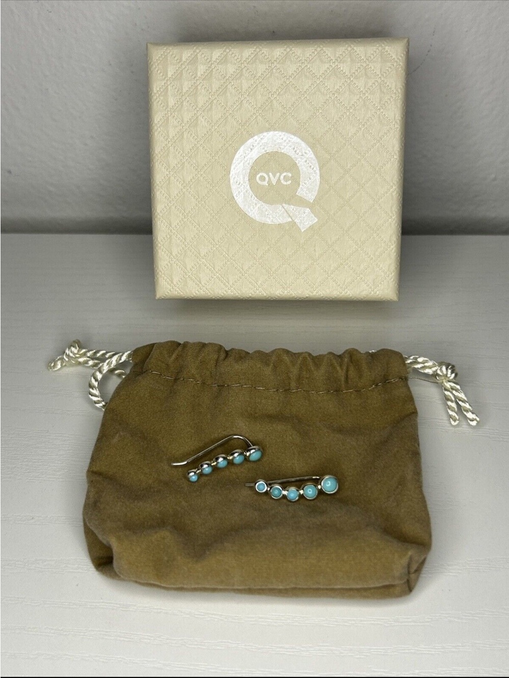 QVC 925 Turquoise Accent Ear Climbers